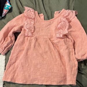 Girls' Pink Ruffle Long-Sleeve Top